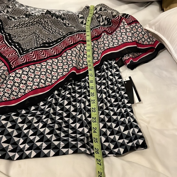 AB STUDIO WOMAN Drape collarTANK BLOUSE in Geo all over print size 0X NWT - Picture 8 of 10